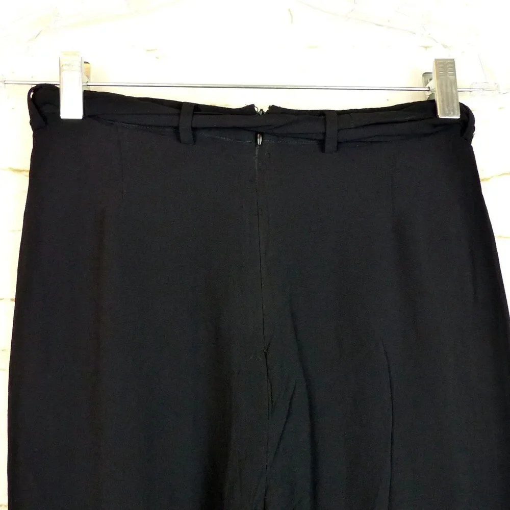 Reformation Pants Womens 8 Black Wide Leg High Rise Tie Belt Flowy Lined Boho - Picture 9 of 11